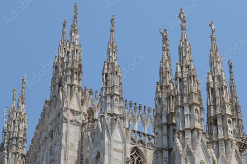 The upper part of the cathedral In Milan, Duomo, Italy, Europe