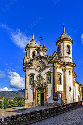 Old catholic church of the 18th century located in the center of the famous and historical city of Ouro Preto in Minas Gerais