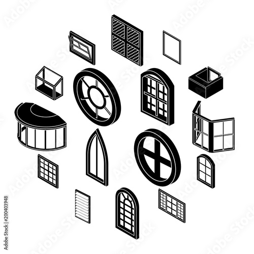 Window forms icons set, simple style