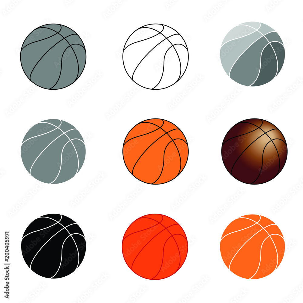 Basketball balls icons set. Basketball balls signs isolated on white background. Vector illustration