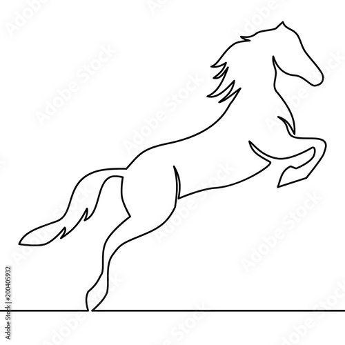 Continuous one line drawing. Horse logo vector