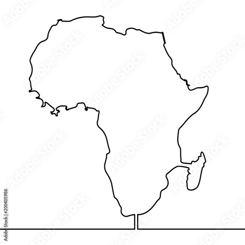 Single continuous line art map of Africa vector