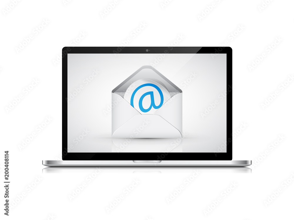 Laptop with envelope and email on screen. Communication concept. Laptop with envelope and email on screen. Communication concept.