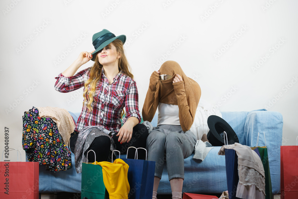 Two happy female friends after shopping Two happy female friends after shopping