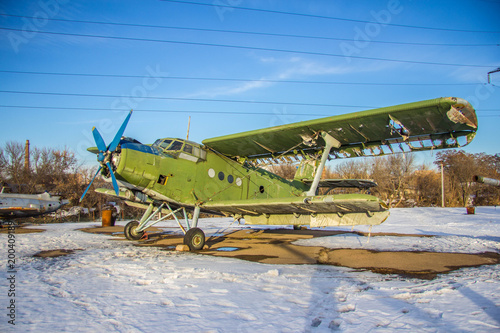 Fototapeta Naklejka Na Ścianę i Meble -   Ukraine, Lugansk - 25 february 2018: War-crashed planes in Lugansk