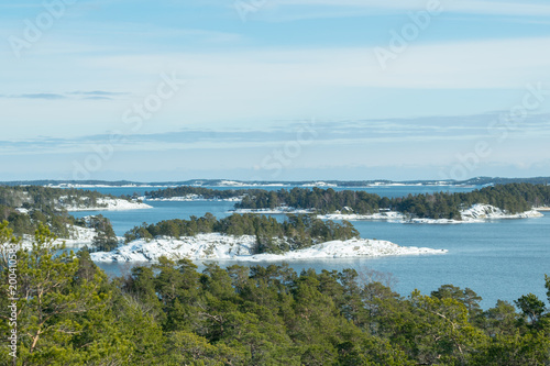 High view from the Bjorno nature reserve archipelago