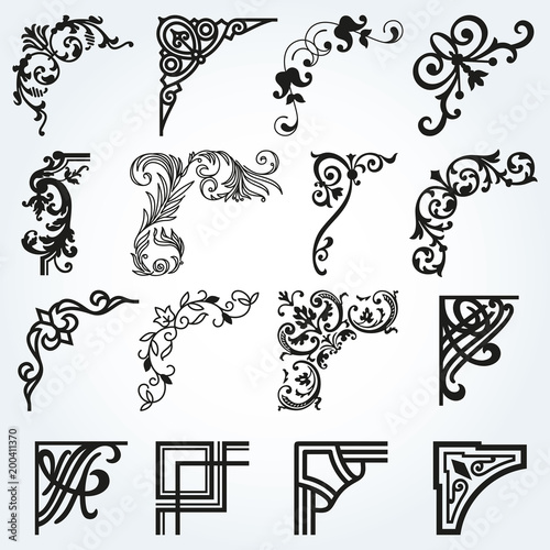 Vintage Design Elements Corners And Borders Set