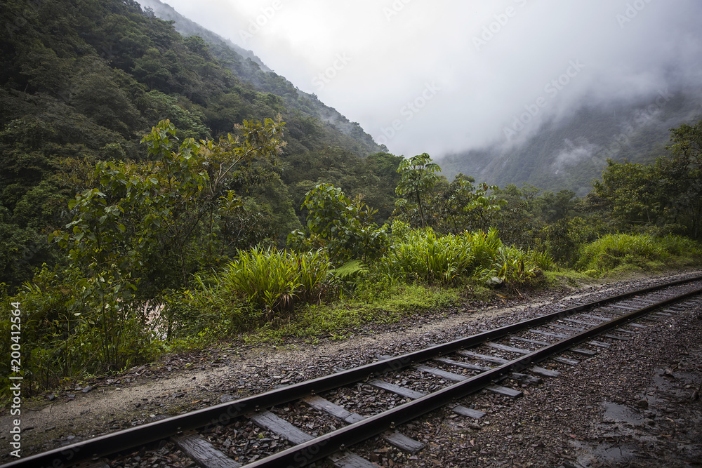 Railroad at Aguas Calientes in Peru