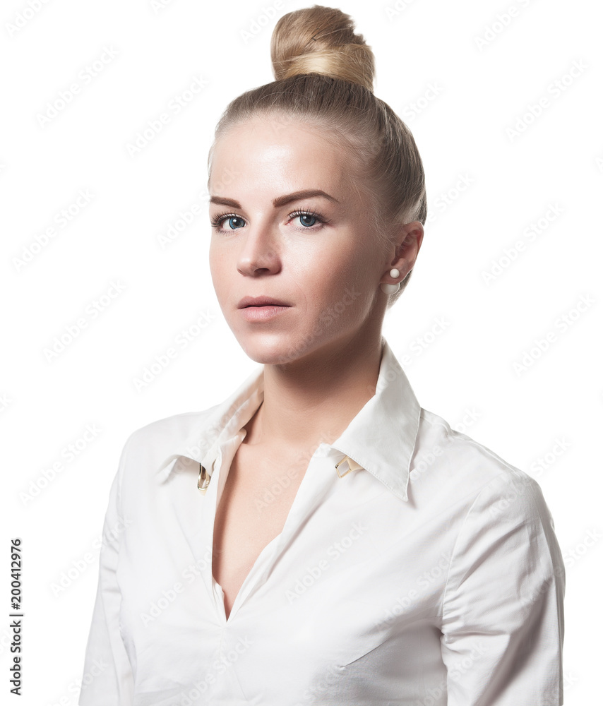 Blue eyed business blond lady on white isolared background Blue eyed business blond lady on white isolared background