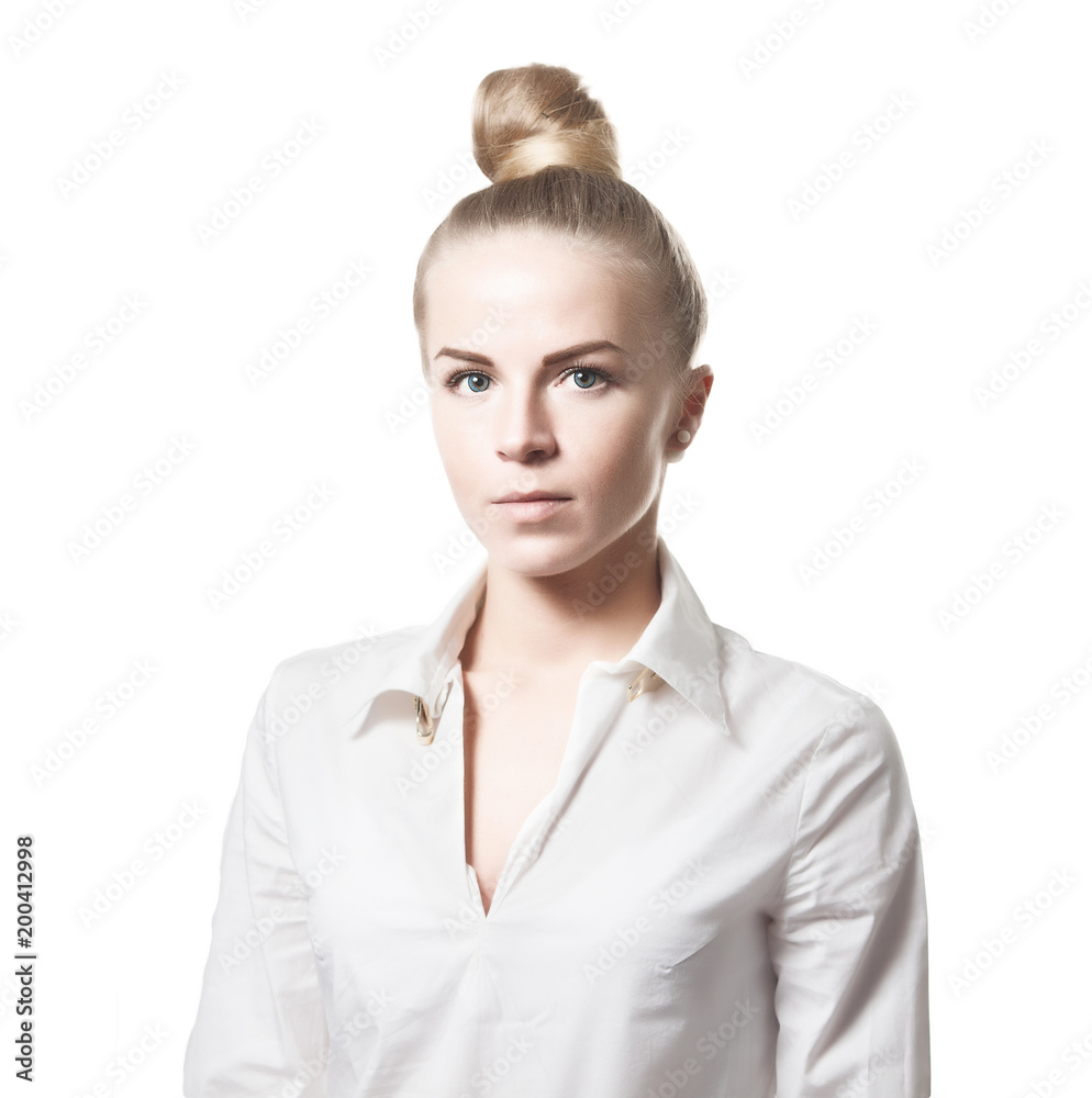 Blue eyed business blond lady on white isolared background Blue eyed business blond lady on white isolared background