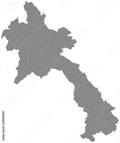 Map of Laos split into regions photo