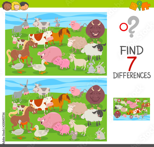 find differences game with farm animals group © Igor Zakowski