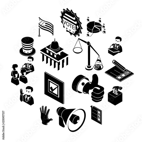 Election voting icons set, simple style