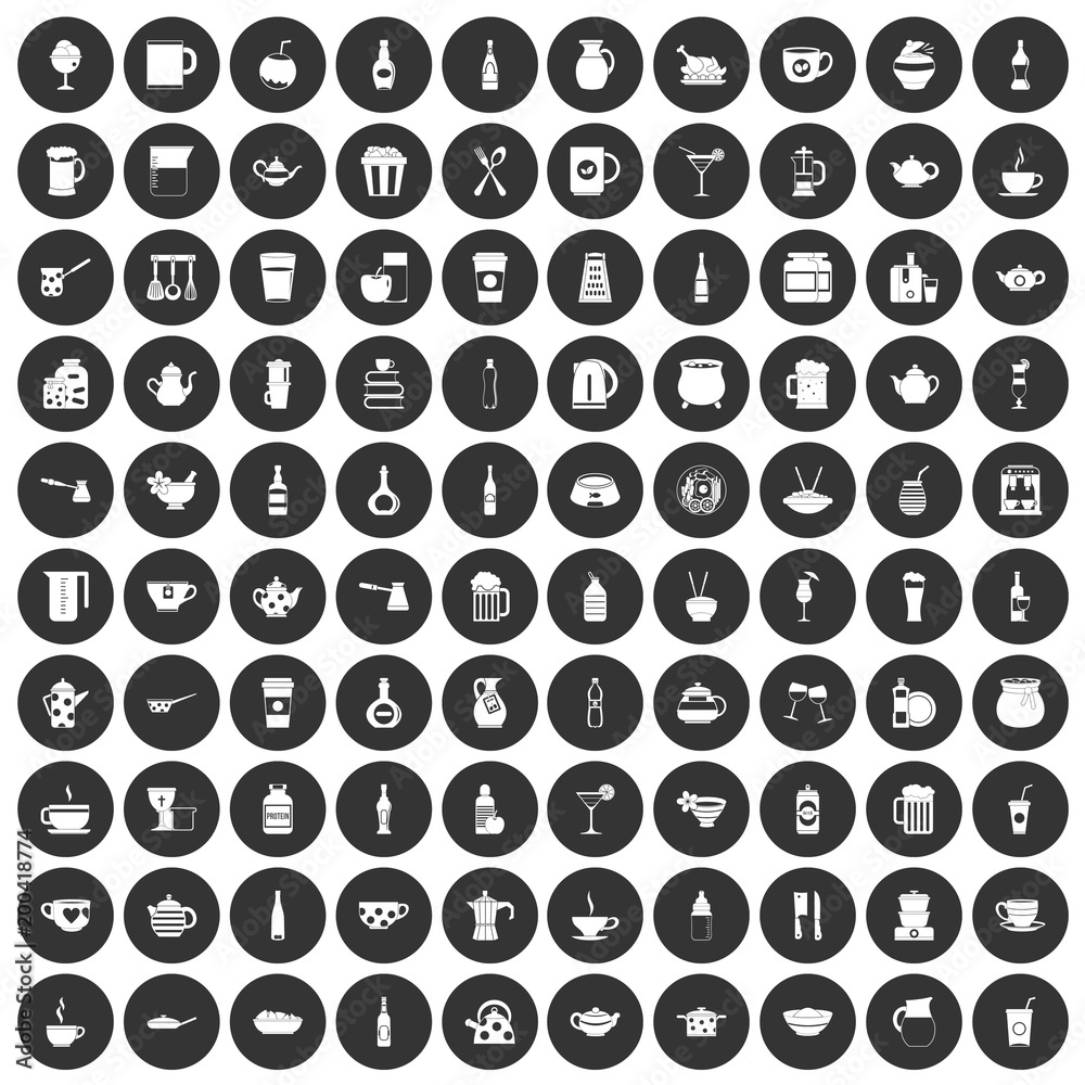 100 utensil icons set black circle 100 utensil icons set black circle