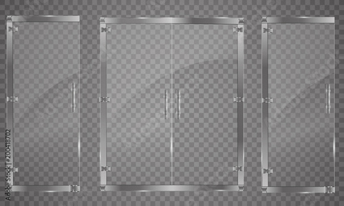 Glass door isolated on transparent background. Vector illustration