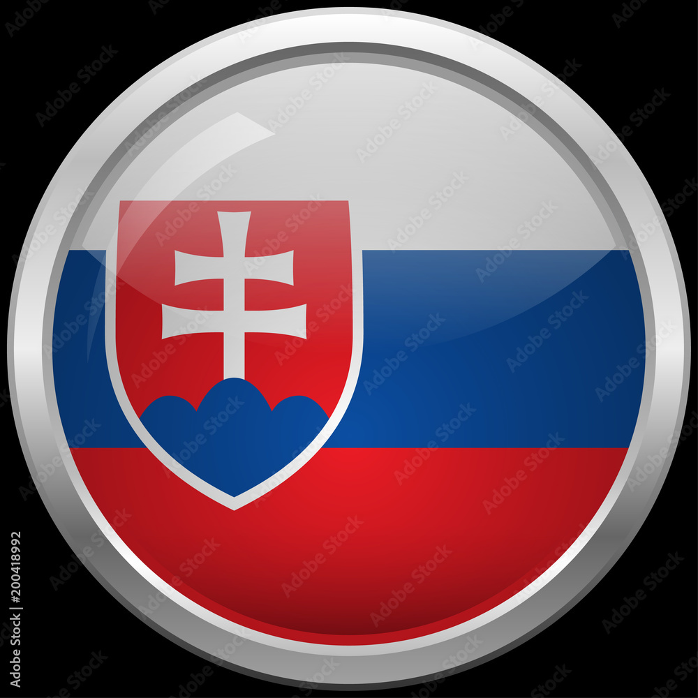 Obraz premium Slovakia's flag glass button vector illustration
