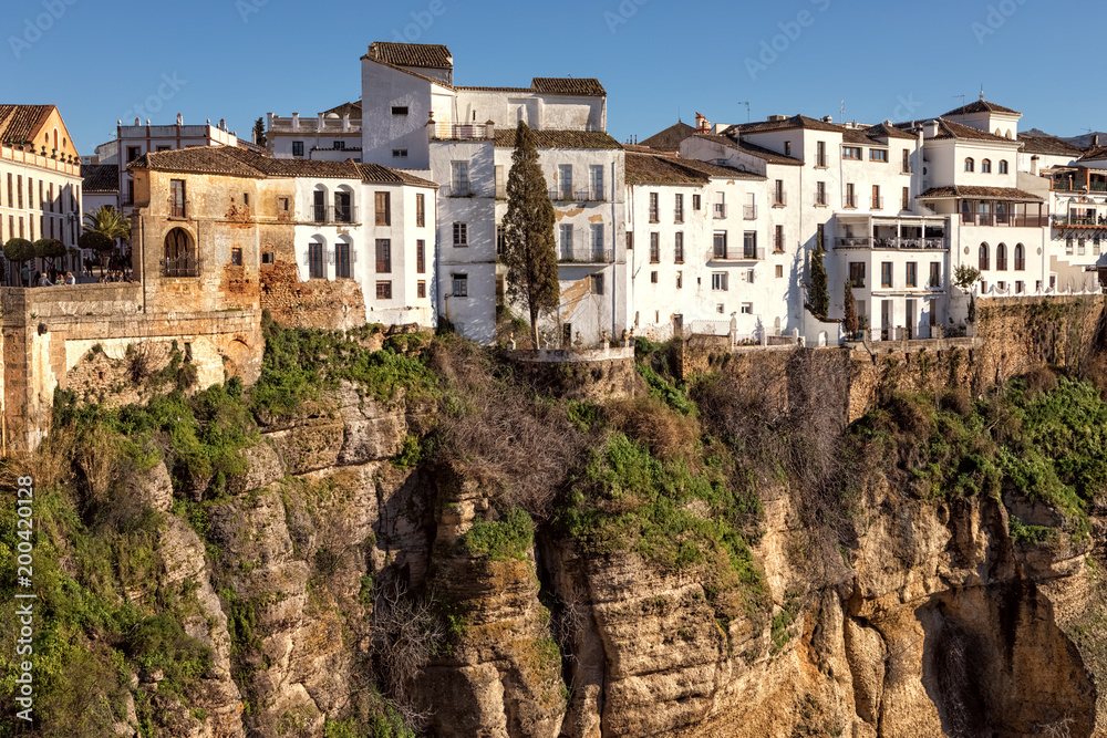 Houses on the Cliffs of El Tajo Gorge, Ronda, Spain