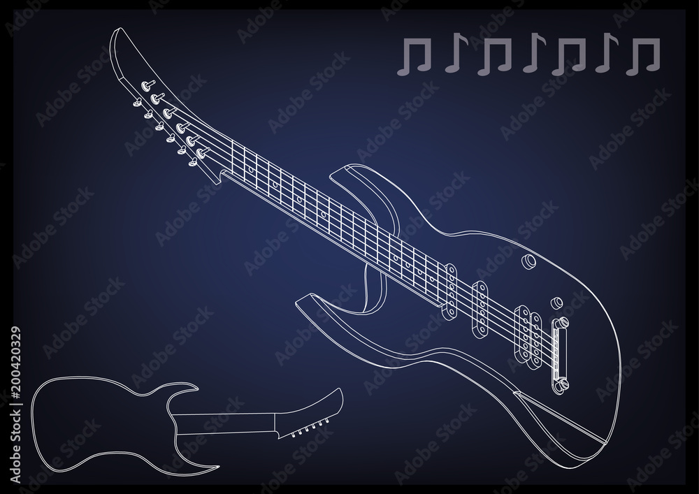 Obraz premium Guitar on a blue