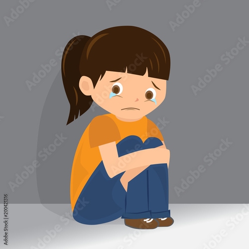 sad girl vector illustrator