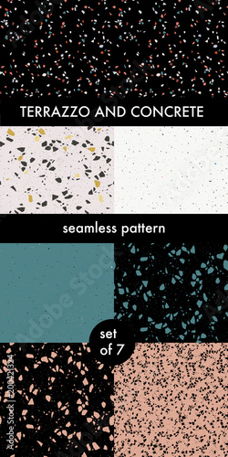 Set of 7 terrazzo and concrette seamless pattern
