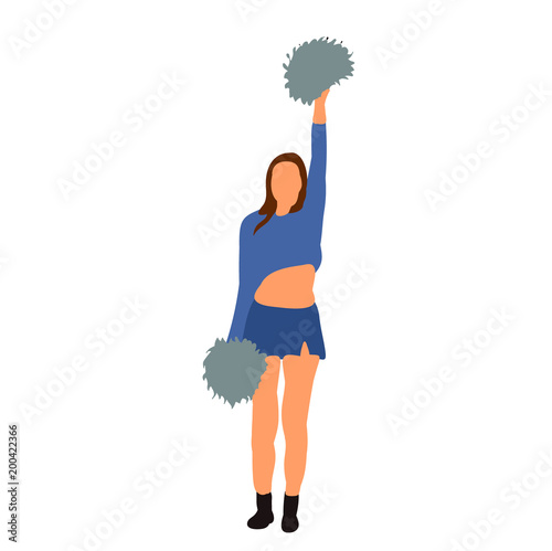 isolated, flat style, icon girls cheerleaders, sports, cheerleading