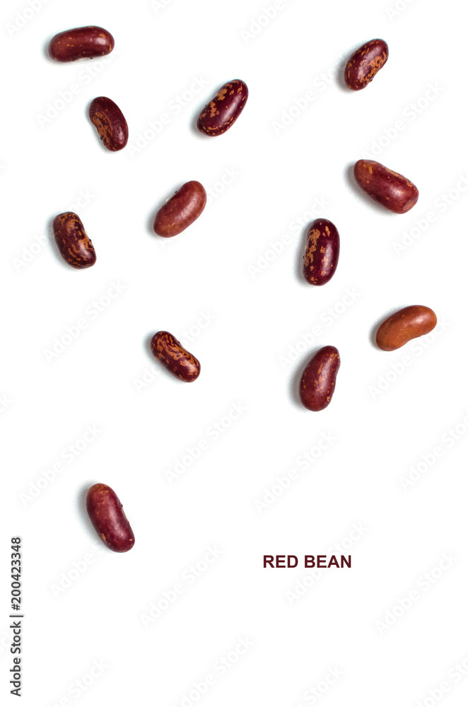 Red beans on white background.