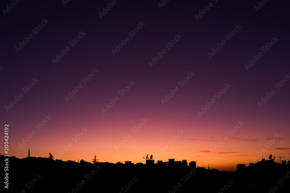 city sunrise and sunset of colorful skyscapes cloudscapes of a city