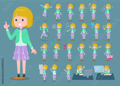 flat type blond hair girl white_1
