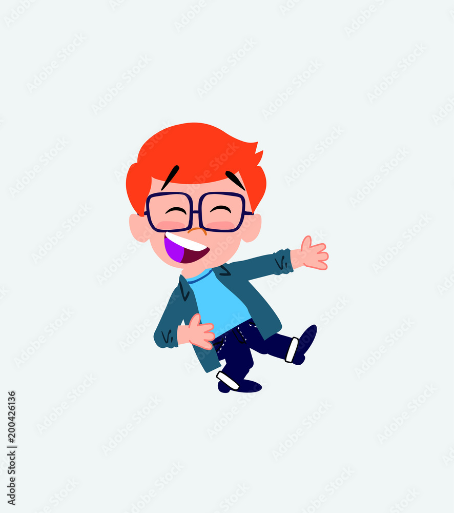 White boy with a glasses laughing while teaching something to his left. White boy with a glasses laughing while teaching something to his left.