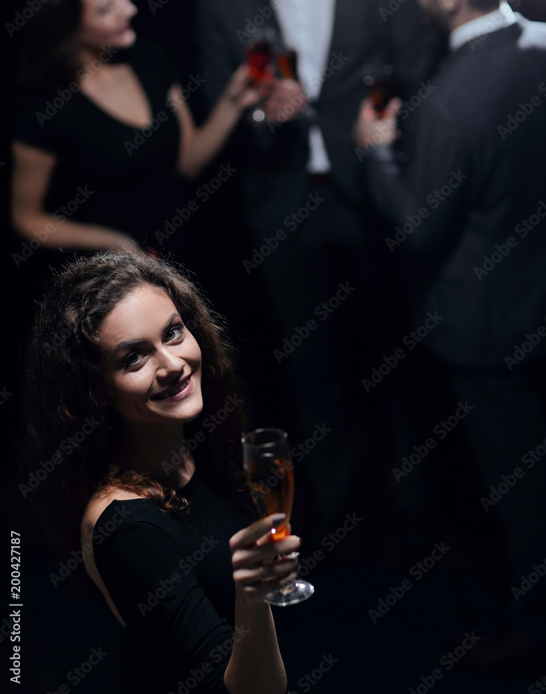 stylish young woman with glass of champagne stylish young woman with glass of champagne