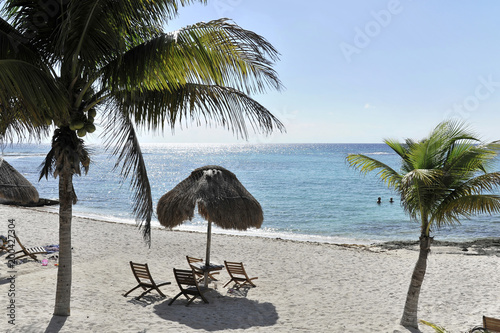 Strand, Palmen, Campingplatz Paamul, Paamul, Quintana Roo, Mexiko, Mittelamerika