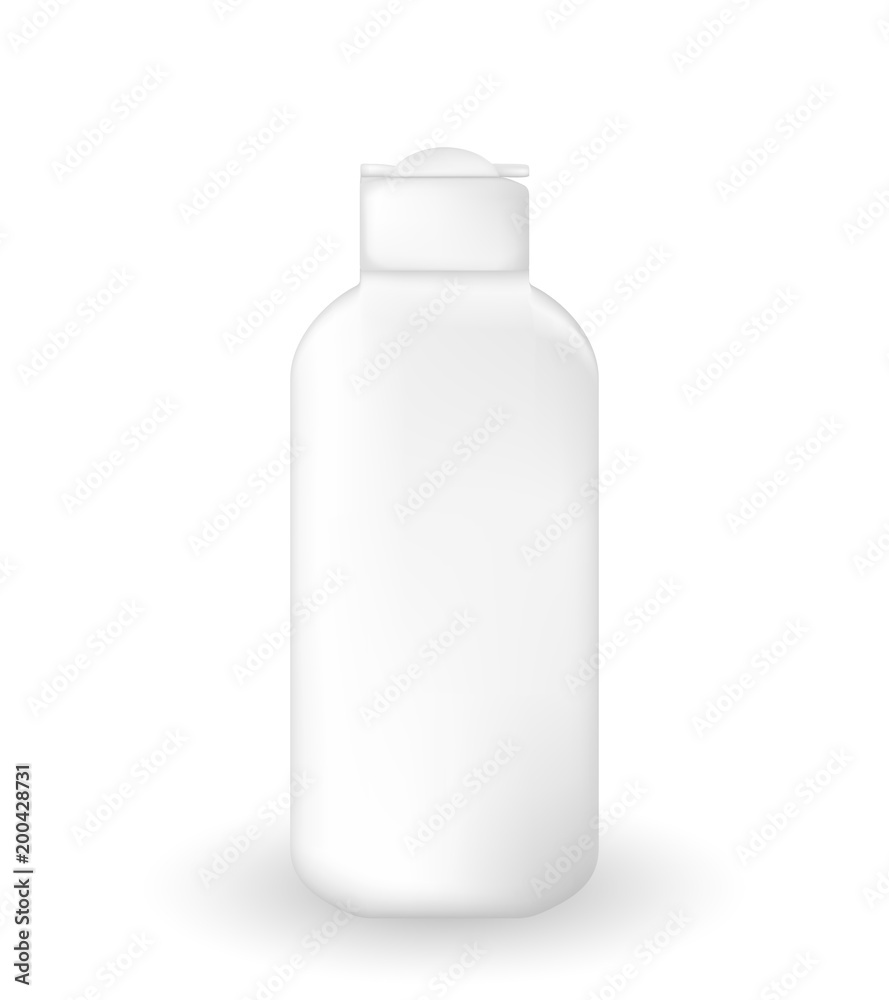 Realistic cosmetic plastic bottle, isolated on white background.Cosmetic template of the brand. Vector illustration. Realistic cosmetic plastic bottle, isolated on white background.Cosmetic template of the brand. Vector illustration.