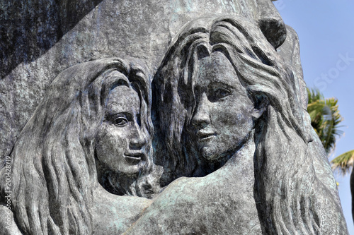 Detail, Teilansicht, Denkmal, Skulptur, Strandbereich  Playa del Carmen, Yucatan, Mexiko, Mittelamerika