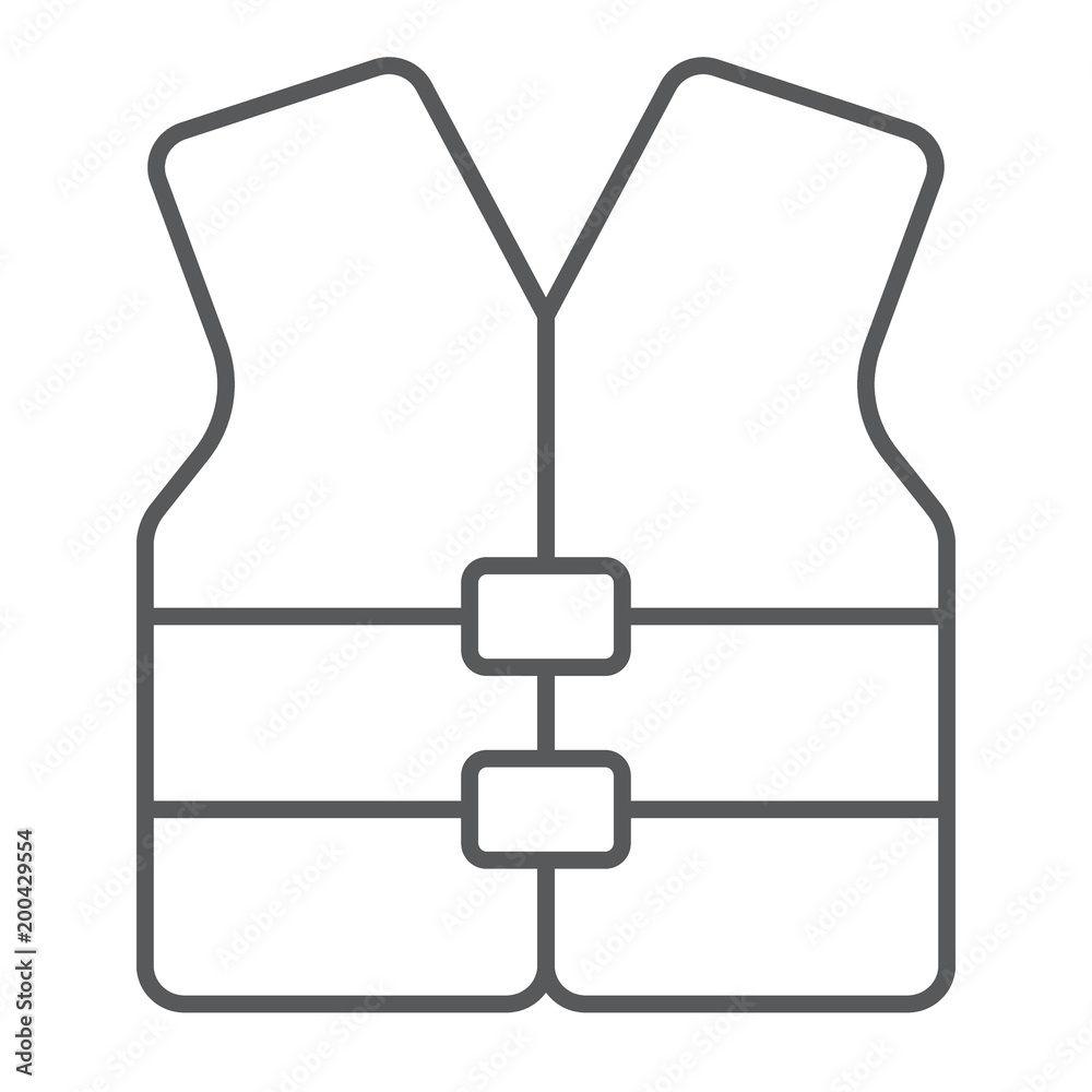 Life vest thin line icon, safety and swimming, life jacket sign vector graphics, a linear pattern on a white background, eps 10. Life vest thin line icon, safety and swimming, life jacket sign vector graphics, a linear pattern on a white background, eps 10.