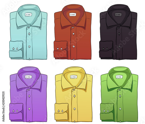 Vector set of color folded long sleeves shirts