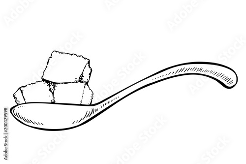 Vector drawing of sugar cubes in a spoon