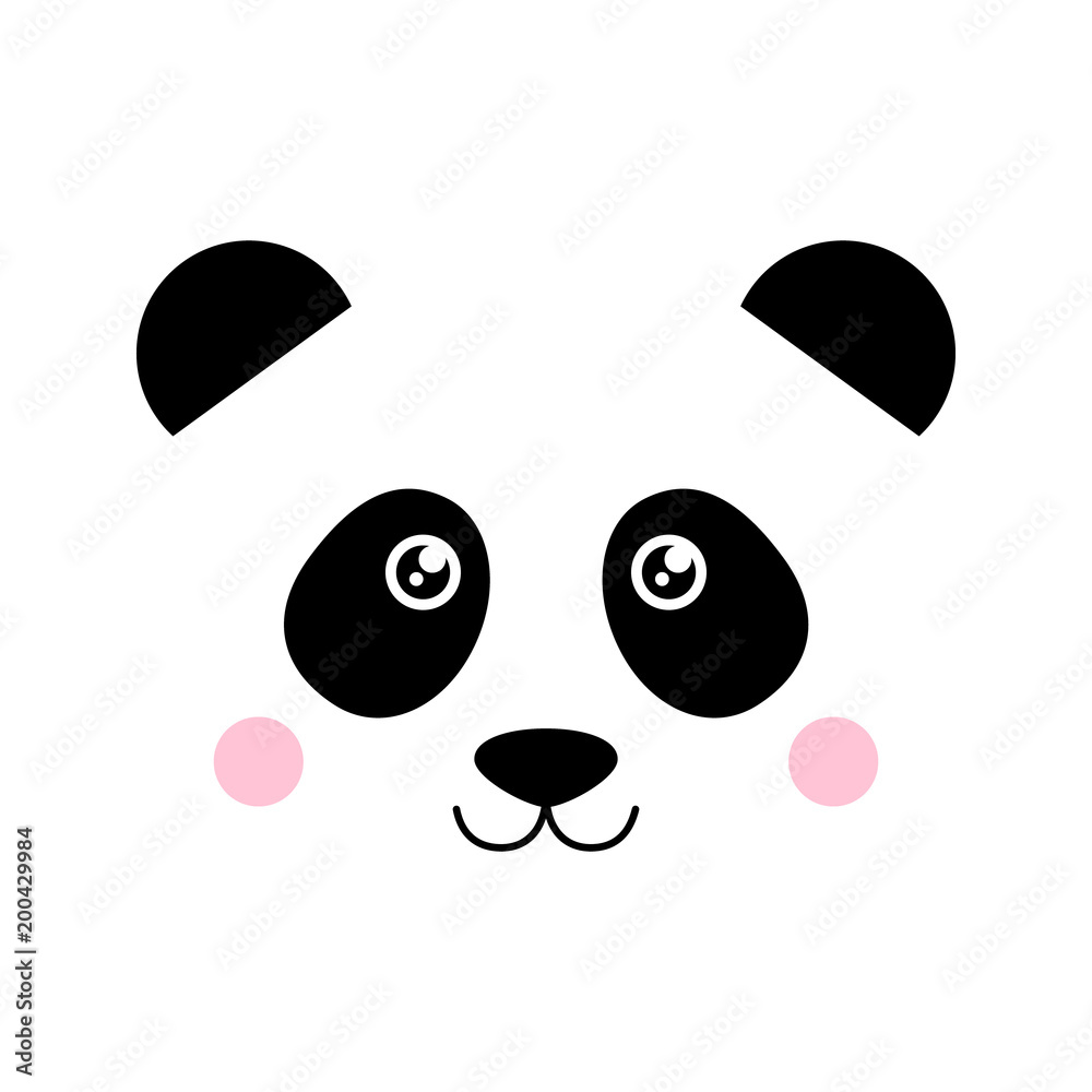 Naklejka premium Słodki miś panda, ilustracja graficzna wektor zwierzęcia panda twarz, ikona lub druk, na białym tle.