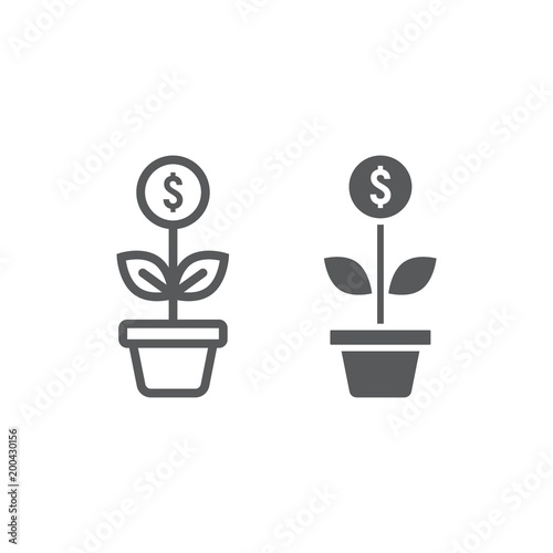Successful investment line and glyph icon, development and business, money growth sign vector graphics, a linear pattern on a white background, eps 10.