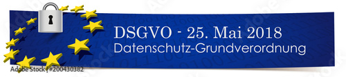 DSGVO Termin 25.05.2018 - Banner mit EU Flagge und Hängeschloss