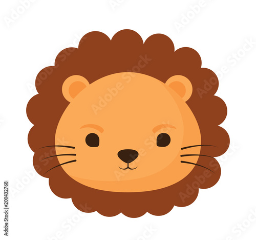 Fototapeta Naklejka Na Ścianę i Meble -  cute lion face icon over white background, colorful design. vector illustration
