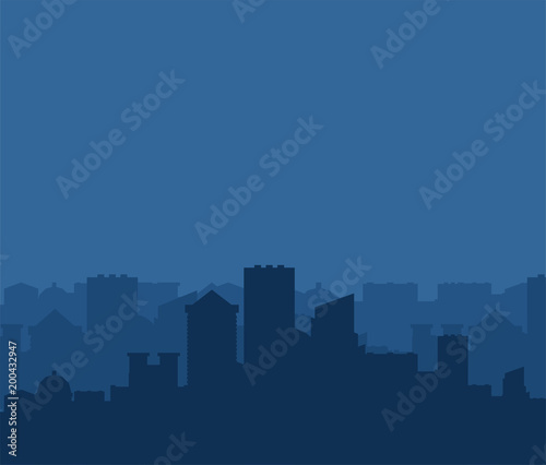 City silhouette. Megapolis silhouette. Skyscrapers and buildings. Vector illustration