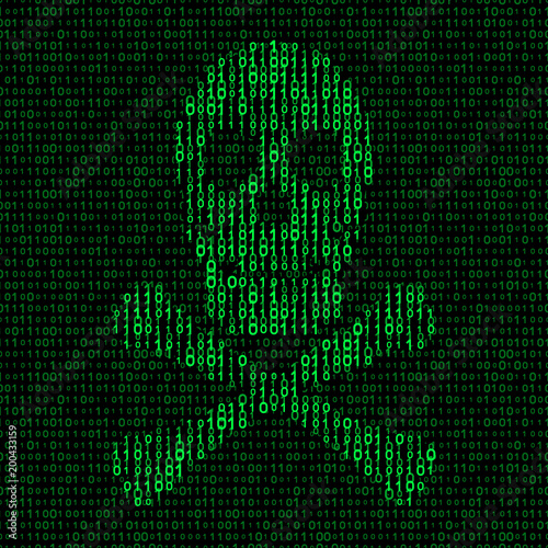 skull and crossbones with binary code. virus concept