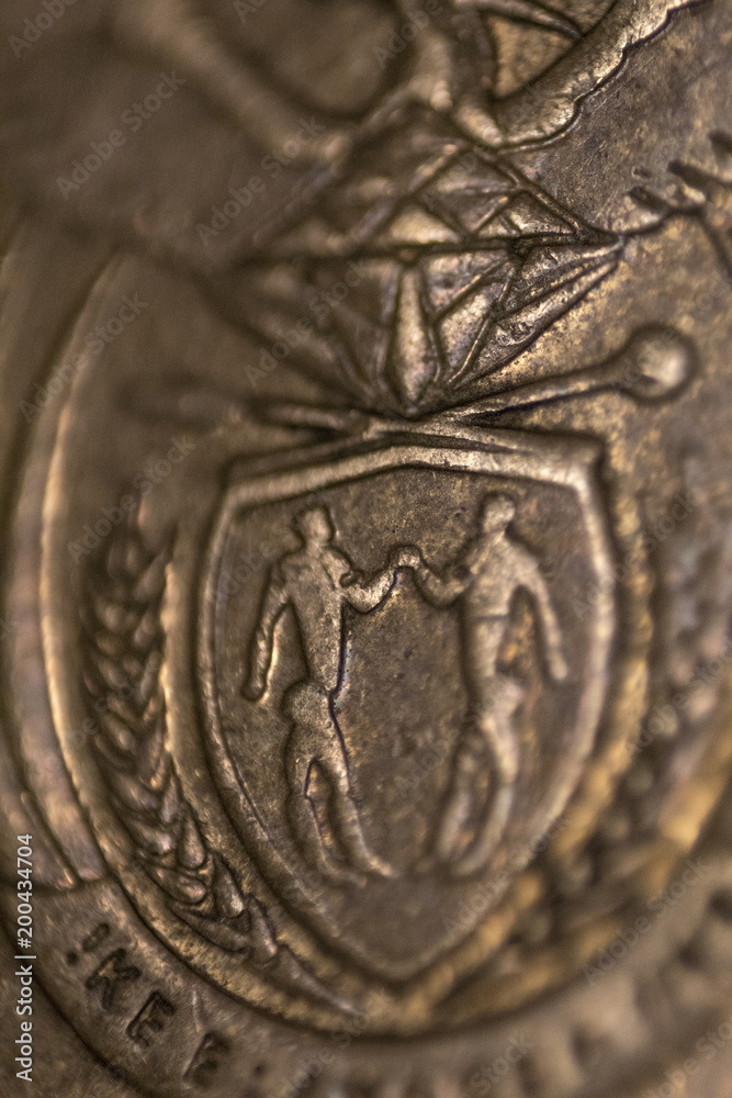 South African close up coin, symbol of South Africa