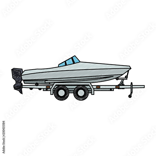 Boat on trailer isolated vector illustration graphic design
