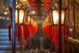 Beautiful Chinese lanterns in the Buddhist temple of  Man Mo in Hong Kong - 2