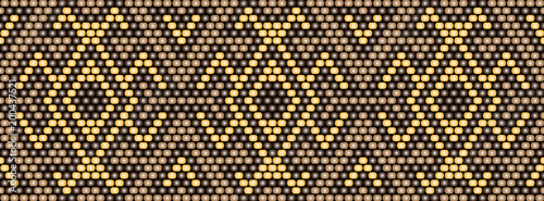 Trendy, modern ethnic beaded, border, pattern, embroidery cross, diamonds, stripe