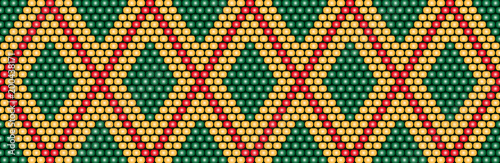 Trendy, modern ethnic beaded, border, pattern, embroidery cross, diamonds, stripe