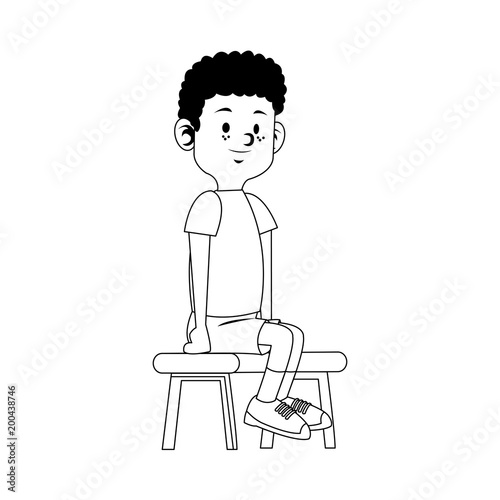 Cute boy seated vector illustration graphic design