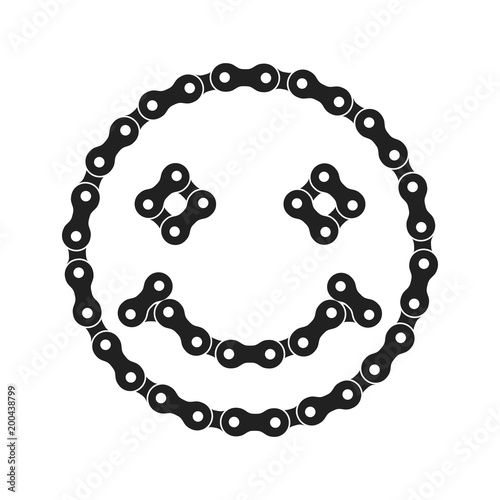Smile, Smiling Emoji, Positive Vector Icon Made of Bike or Bicycle Chain