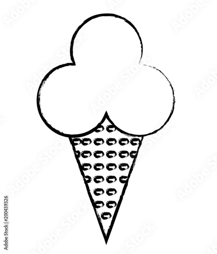 sketch of ice cream cone icon over white background, vector illustration